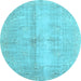 Round Persian Light Blue Traditional Rug, tr3829lblu
