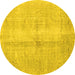 Round Persian Yellow Traditional Rug, tr3829yw
