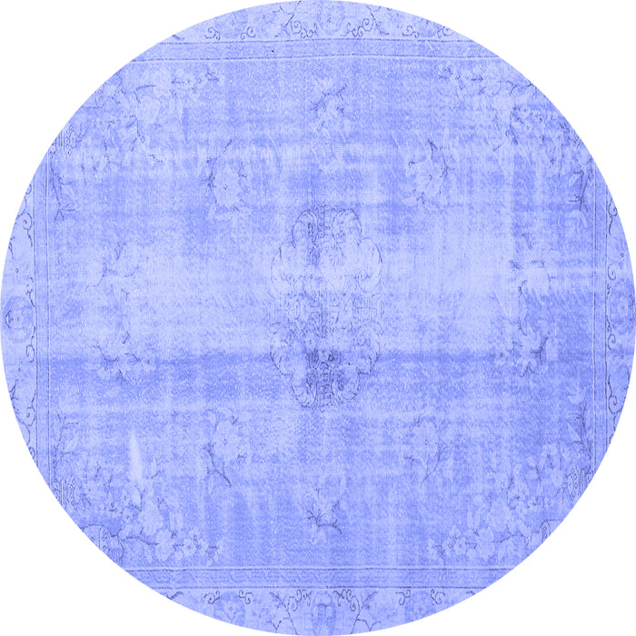 Round Machine Washable Persian Blue Traditional Rug, wshtr3829blu