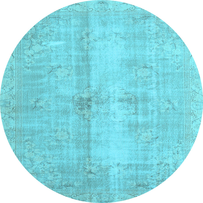 Round Machine Washable Persian Light Blue Traditional Rug, wshtr3829lblu