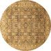 Round Persian Brown Traditional Rug, tr382brn