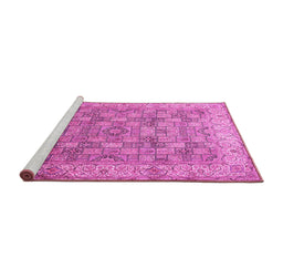 Sideview of Machine Washable Persian Pink Traditional Rug, wshtr382pnk