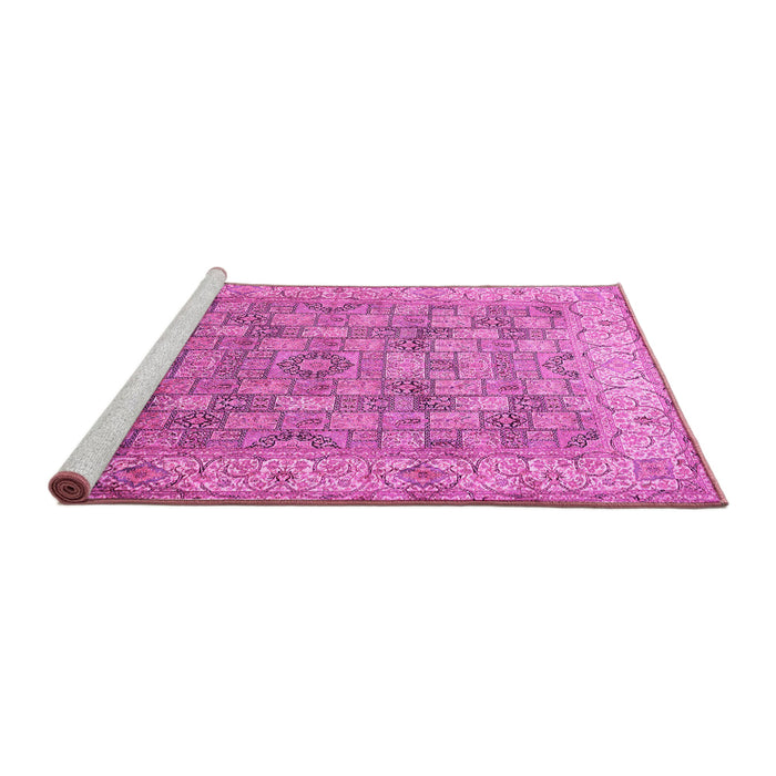 Sideview of Machine Washable Persian Pink Traditional Rug, wshtr382pnk