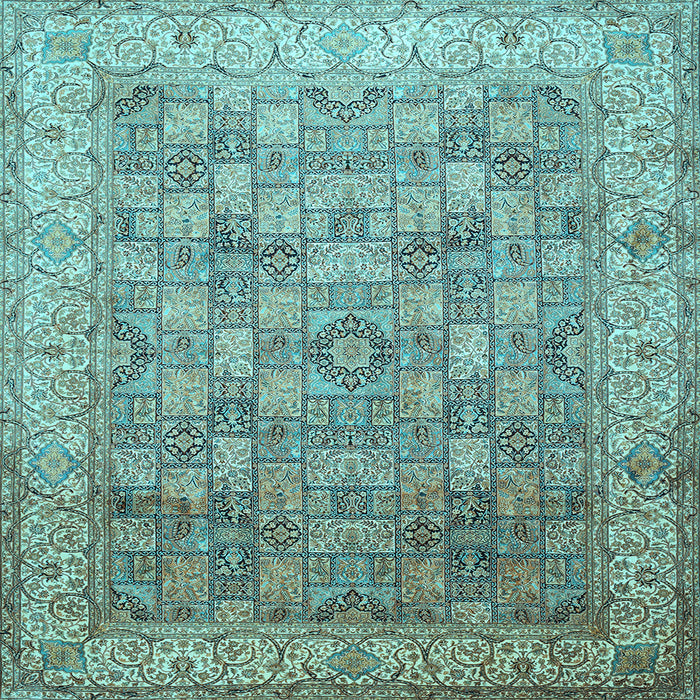 Square Machine Washable Persian Light Blue Traditional Rug, wshtr382lblu