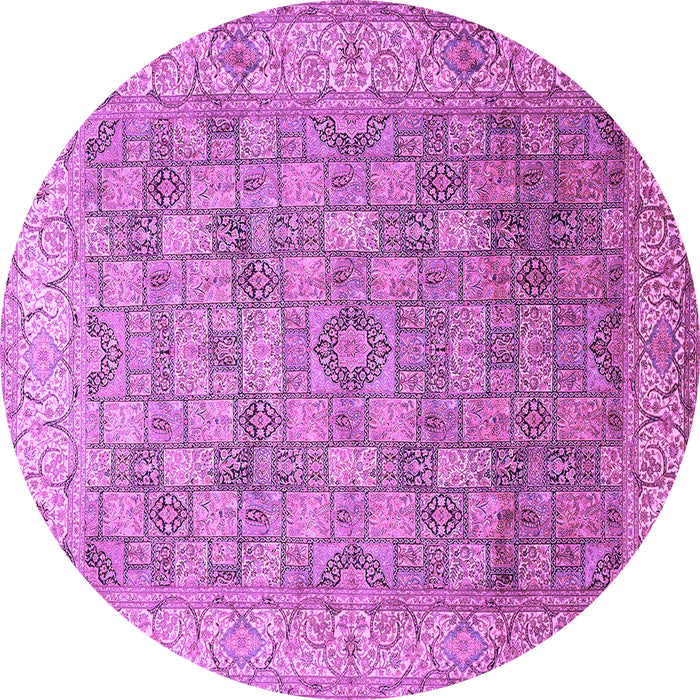 Round Machine Washable Persian Purple Traditional Area Rugs, wshtr382pur
