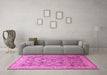 Machine Washable Persian Pink Traditional Rug in a Living Room, wshtr382pnk