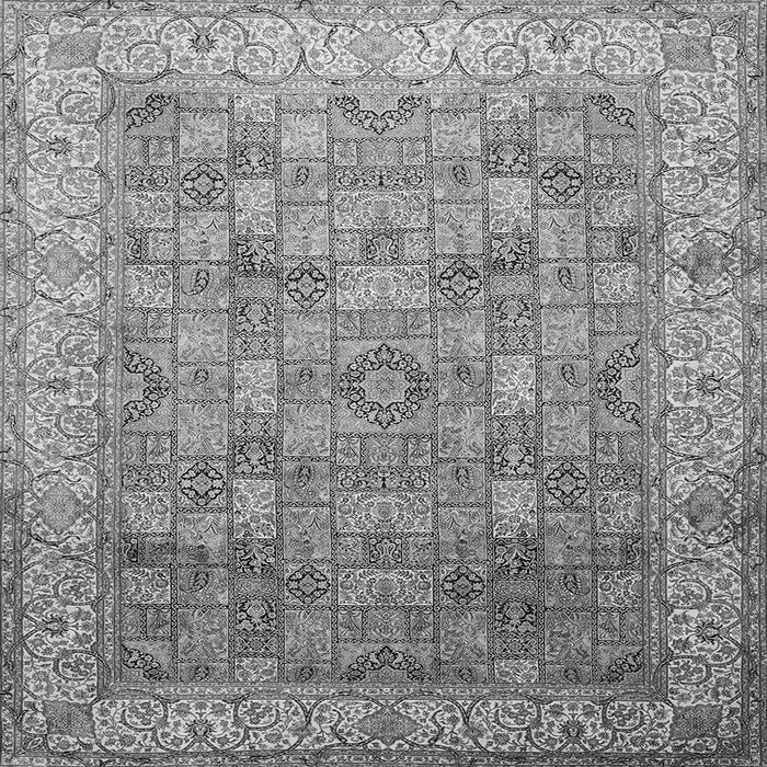 Round Machine Washable Persian Gray Traditional Rug, wshtr382gry