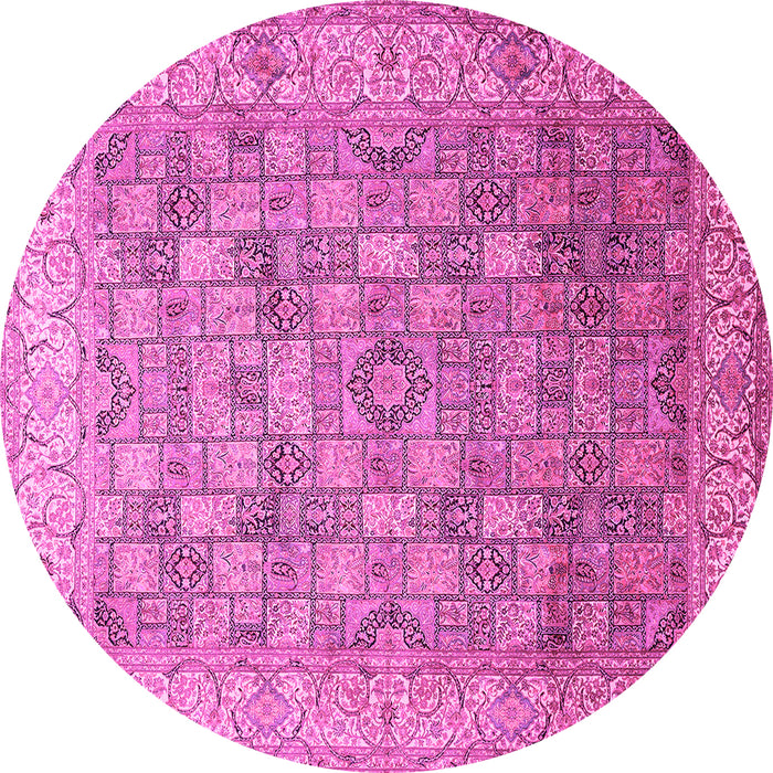 Round Machine Washable Persian Pink Traditional Rug, wshtr382pnk