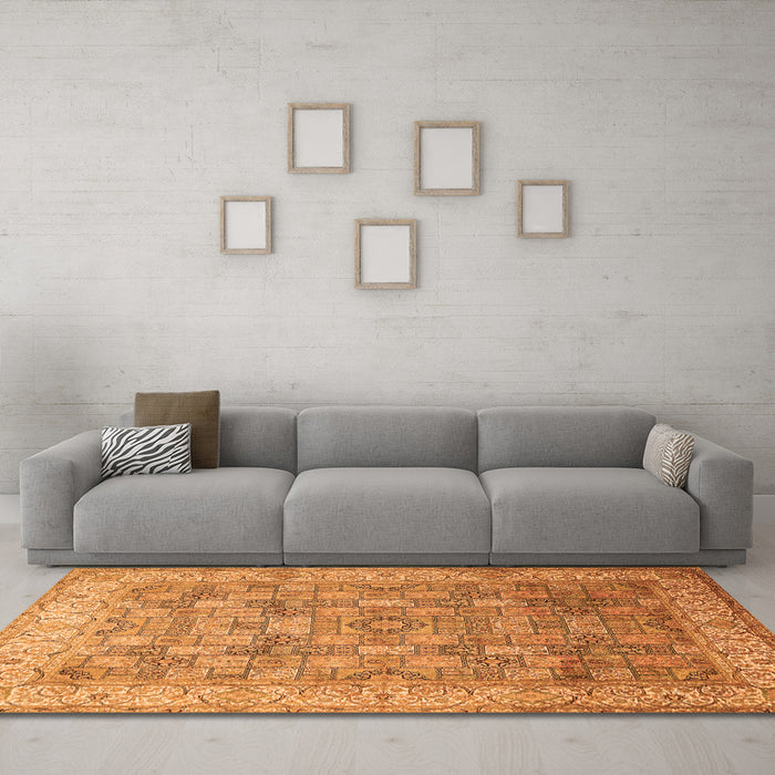 Machine Washable Persian Orange Traditional Area Rugs in a Living Room, wshtr382org