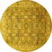 Round Persian Yellow Traditional Rug, tr382yw