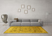 Machine Washable Persian Yellow Traditional Rug in a Living Room, wshtr382yw