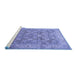 Sideview of Machine Washable Persian Blue Traditional Rug, wshtr382blu