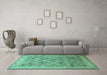 Machine Washable Persian Turquoise Traditional Area Rugs in a Living Room,, wshtr382turq