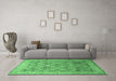 Machine Washable Persian Emerald Green Traditional Area Rugs in a Living Room,, wshtr382emgrn