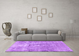 Machine Washable Persian Purple Traditional Area Rugs in a Living Room, wshtr3830pur