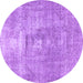 Round Persian Purple Traditional Rug, tr3830pur