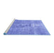 Sideview of Machine Washable Persian Blue Traditional Rug, wshtr3830blu