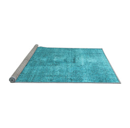Sideview of Machine Washable Persian Light Blue Traditional Rug, wshtr3830lblu