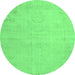 Round Persian Emerald Green Traditional Rug, tr3831emgrn
