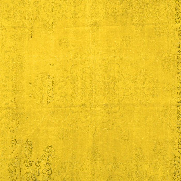 Square Machine Washable Persian Yellow Traditional Rug, wshtr3831yw