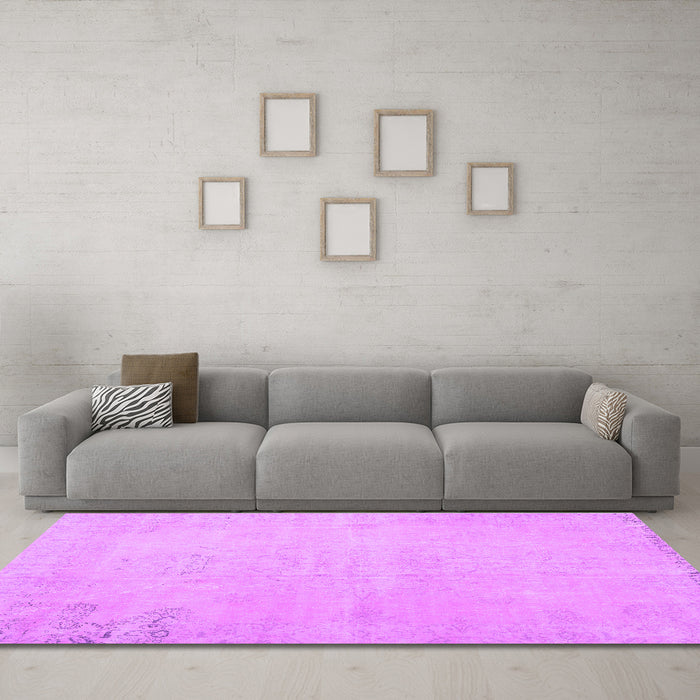 Machine Washable Persian Purple Traditional Area Rugs in a Living Room, wshtr3831pur