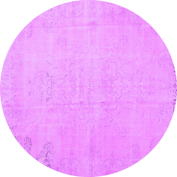 Round Machine Washable Persian Purple Traditional Area Rugs, wshtr3831pur