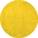 Round Machine Washable Persian Yellow Traditional Rug, wshtr3831yw