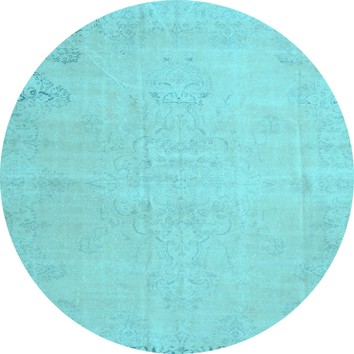 Round Machine Washable Persian Light Blue Traditional Rug, wshtr3831lblu