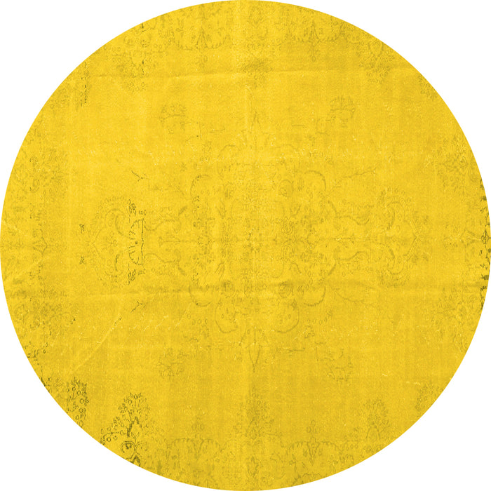 Round Persian Yellow Traditional Rug, tr3831yw