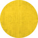 Round Persian Yellow Traditional Rug, tr3831yw