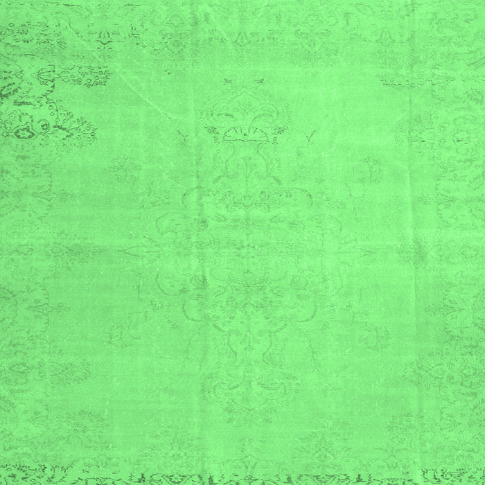 Square Machine Washable Persian Emerald Green Traditional Area Rugs, wshtr3831emgrn