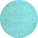 Round Persian Light Blue Traditional Rug, tr3831lblu