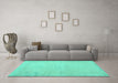 Machine Washable Persian Turquoise Traditional Area Rugs in a Living Room,, wshtr3831turq