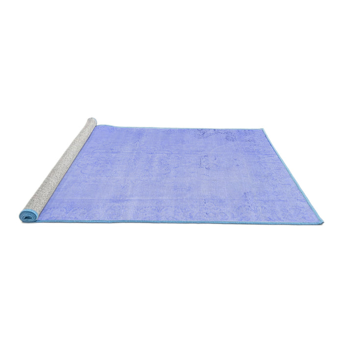 Sideview of Machine Washable Persian Blue Traditional Rug, wshtr3831blu