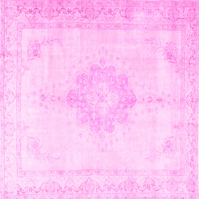 Square Machine Washable Persian Pink Traditional Rug, wshtr3832pnk