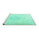 Sideview of Machine Washable Persian Turquoise Traditional Area Rugs, wshtr3832turq