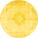 Round Machine Washable Persian Yellow Traditional Rug, wshtr3832yw