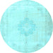 Round Persian Light Blue Traditional Rug, tr3832lblu