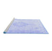 Sideview of Machine Washable Persian Blue Traditional Rug, wshtr3832blu