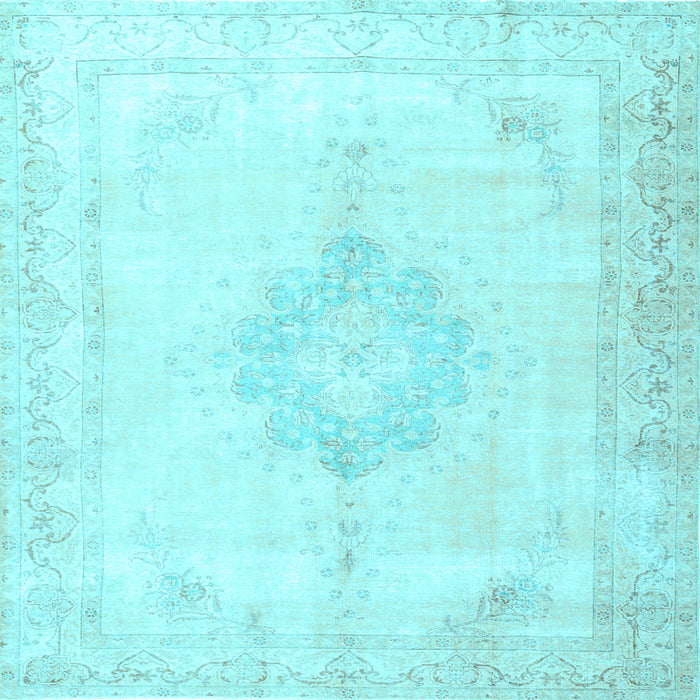 Square Machine Washable Persian Light Blue Traditional Rug, wshtr3832lblu