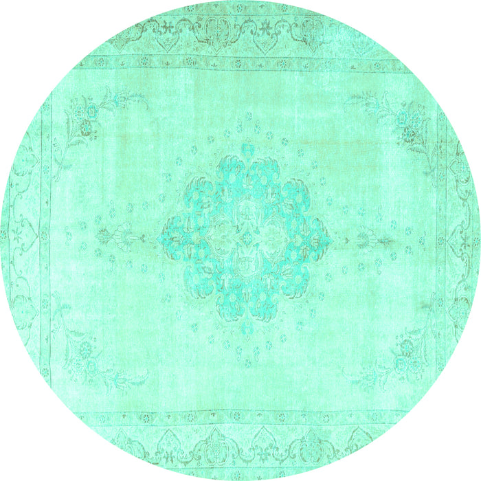 Round Persian Turquoise Traditional Rug, tr3832turq