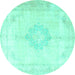 Round Persian Turquoise Traditional Rug, tr3832turq