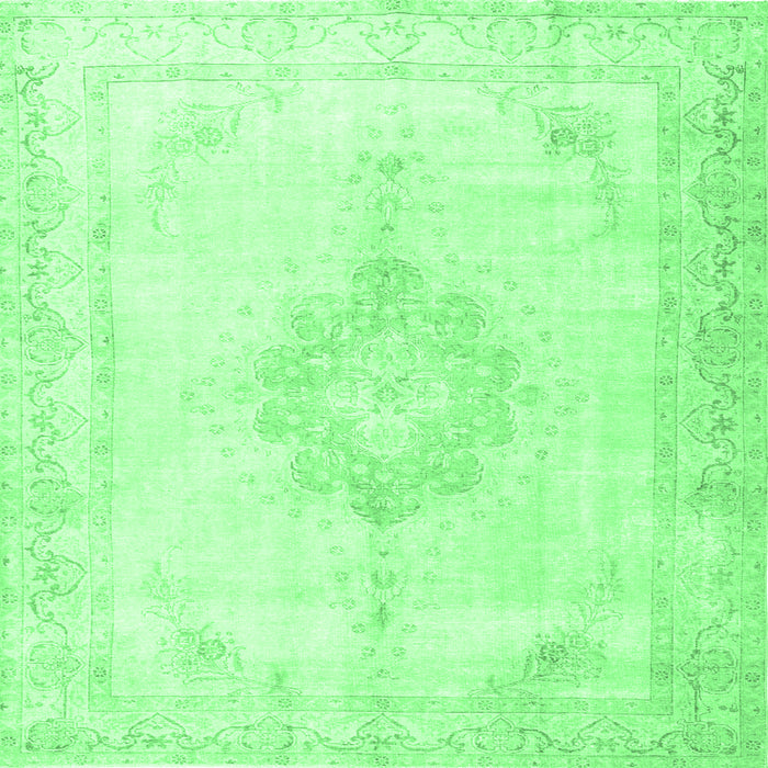 Square Machine Washable Persian Emerald Green Traditional Area Rugs, wshtr3832emgrn