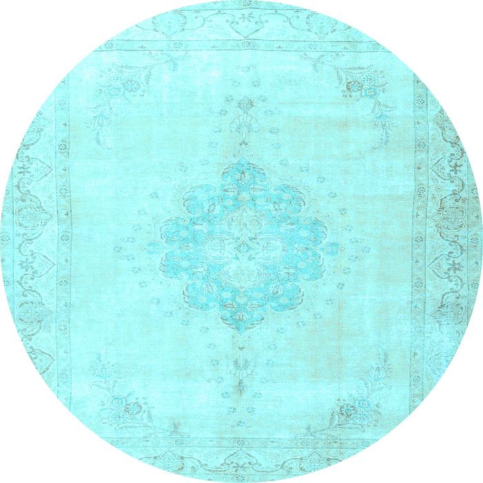 Round Machine Washable Persian Light Blue Traditional Rug, wshtr3832lblu
