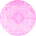 Round Persian Pink Traditional Rug, tr3832pnk