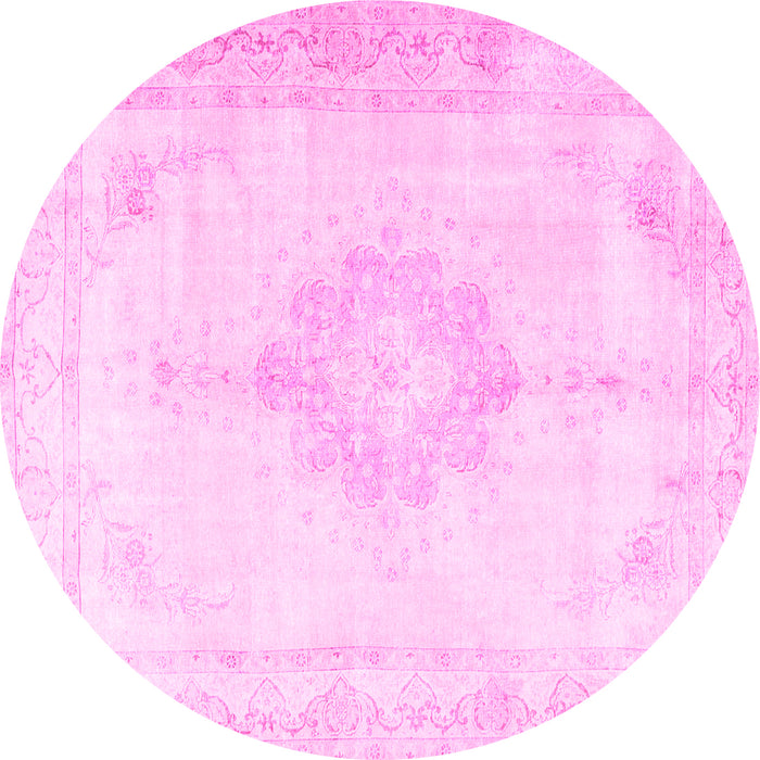 Round Machine Washable Persian Pink Traditional Rug, wshtr3832pnk