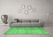 Machine Washable Persian Emerald Green Traditional Area Rugs in a Living Room,, wshtr3833emgrn