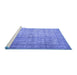 Sideview of Machine Washable Persian Blue Traditional Rug, wshtr3833blu