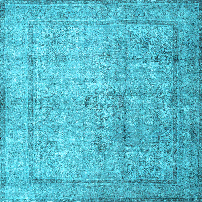 Square Machine Washable Persian Light Blue Traditional Rug, wshtr3833lblu