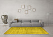 Machine Washable Persian Yellow Traditional Rug in a Living Room, wshtr3833yw